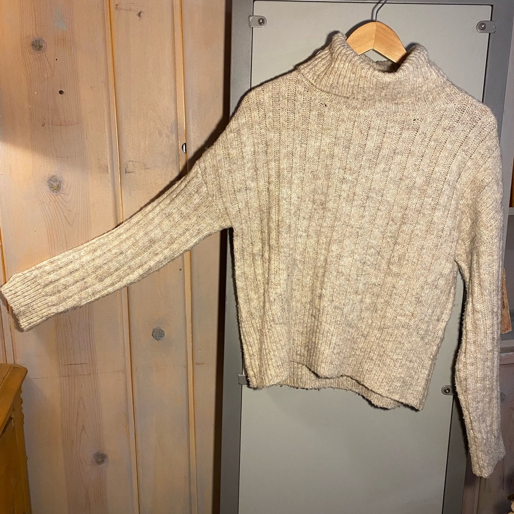 Cream Turtleneck Sweater